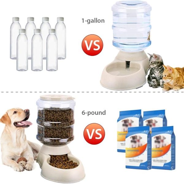 2 Pack Automatic Cat Feeder and Water Dispenser in Set Gravity Food Feeder and Waterer Pet Food Bowl for Small Medium Dog Pets Puppy Kitten Big Capacity 1 Gallon x 2 - Image 2