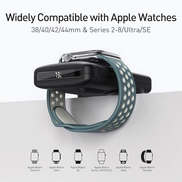iWALK MAG-X Magnetic Wireless Power Bank with iWatch Charger,10000mAh PD Fast Charging Portable Charger Compact Battery Pack Compatible with iPhone16 /15/14/13/12 Series,Apple Watch Ultra/8/7/6/5/4 - Image 2