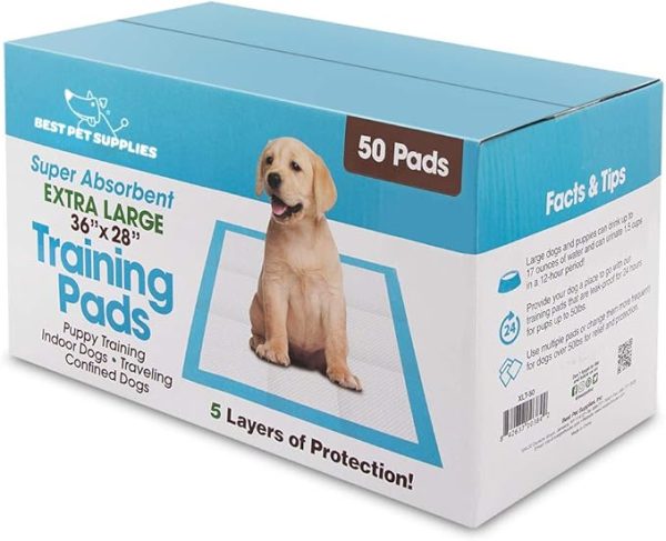 Best Pet Supplies Puppy Training Pee Pads Extra Large 50 Count (36 x 27.5) - Dog Potty Pads XL - Absorbent Indoor Potty Training Pads for Dogs - Puppy Pee Pads for Whelping - Large Wee Wee Pads