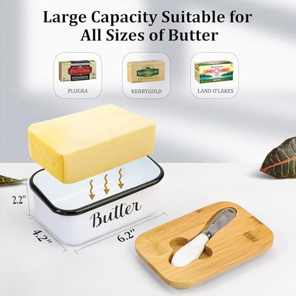 Butter Dish with Lid and Butter Curler Knife for Countertop - Unbreakable <br> Metal Keeper Container with High-quality <br> Double Silicone Sealing, for <br> Kitchen Farmhouse Decor - Image 5