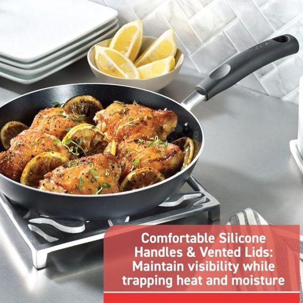 T-fal Signature Nonstick Cookware Set <br> 12 Piece, Oven Broiler Safe 350F, Pots and Pans, Kitchen Cooking Set w/ Fry Pans, Saucepans, Saute <br> Pan, Dutch Oven, Griddle, Kitchen, Home, Dishwasher Safe, Black - Image 2