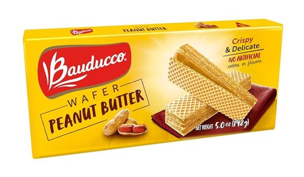Bauducco Peanut Butter Wafers - Crispy Wafer Cookies With 3 Delicious, Indulgent Decadent Layers of Peanut Butter Flavored Cream - Delicious Sweet Snack or Desert - 5.0 oz (Pack of 1)