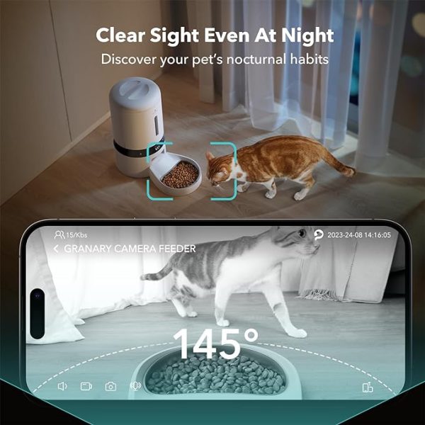 PETLIBRO Automatic Cat Feeder with Camera, 1080P HD Video with Night Vision, 5G WiFi Pet Feeder with 2-Way Audio, Low Food & Blockage Sensor, Motion & Sound Alerts for Cat & Dog Single Tray - Image 2