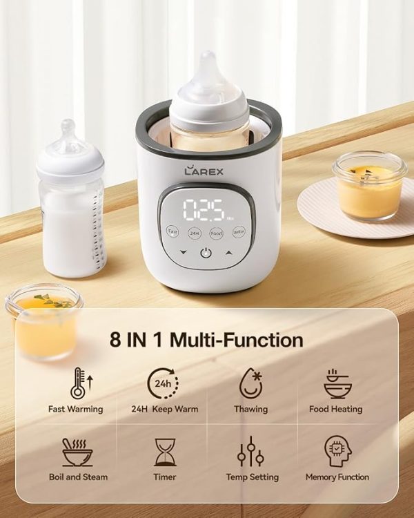 Larex Bottle Warmer, Fast Baby Bottle Warmer for Breastmilk and Formula, with Timer and Accurate Temp Control, 8-in-1 Baby Milk Warmer BPA Free with Digital Display, Bottle Warmers for All Bottles - Image 6