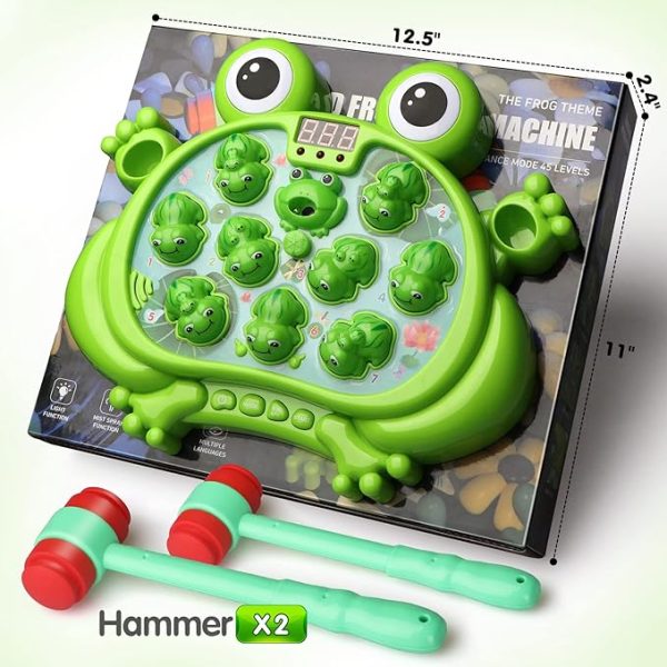 HopeRock Toys for 2 3 4 5 Year Old Boy,Toddler Toys Age 2-4, Whack A Frog Game,with 5 Modes,45 Levels,9 Music Spray and Light-up, Baby Toy Gifts for Early Learning, Birthday Gift for Toddler Boy Toys - Image 2