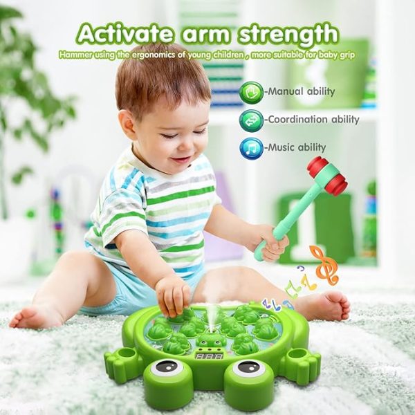 HopeRock Toys for 2 3 4 5 Year Old Boy,Toddler Toys Age 2-4, Whack A Frog Game,with 5 Modes,45 Levels,9 Music Spray and Light-up, Baby Toy Gifts for Early Learning, Birthday Gift for Toddler Boy Toys - Image 4