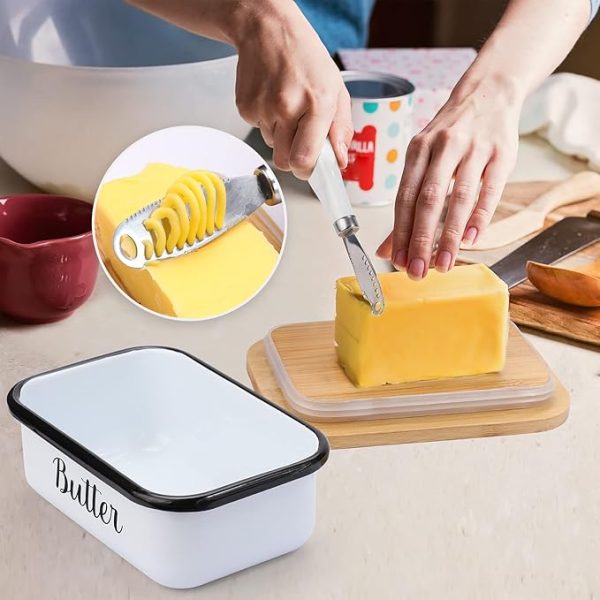 Butter Dish with Lid and Butter Curler Knife for Countertop - Unbreakable <br> Metal Keeper Container with High-quality <br> Double Silicone Sealing, for <br> Kitchen Farmhouse Decor - Image 2
