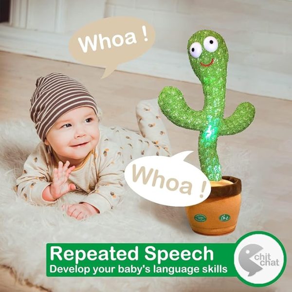Pbooo Dancing Talking Cactus Mimicking Toy,Talking Repeat Singing Sunny Cactus Toy 120 Pcs Songs for Baby 15S Record Your Sound Sing+Dancing+Recording+LED - Image 3