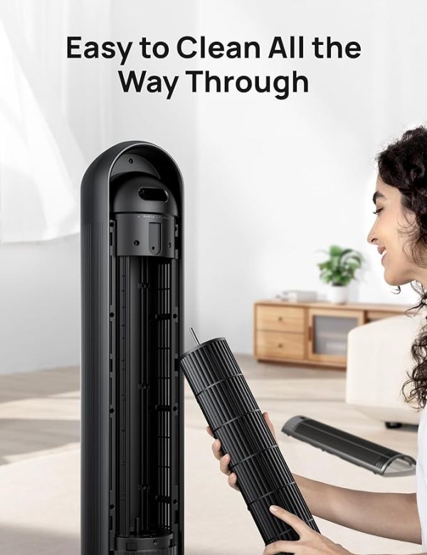 Dreo Tower Fan for Bedroom, 25ft/s Velocity Quiet Floor Fan, 90° Oscillating Fans for Indoors with 4 Speeds, 4 Modes, 8H Timer, Standing Fans, Bladeless Fan, Black, Nomad One (DR-HTF007) - Image 2