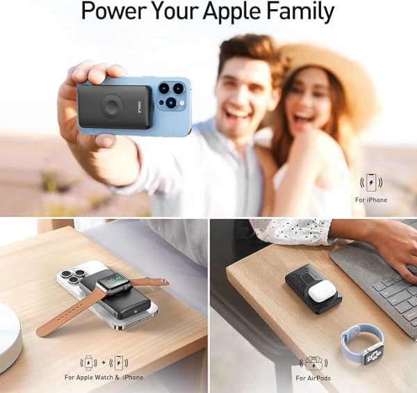 iWALK MAG-X Magnetic Wireless Power Bank with iWatch Charger,10000mAh PD Fast Charging Portable Charger Compact Battery Pack Compatible with iPhone16 /15/14/13/12 Series,Apple Watch Ultra/8/7/6/5/4 - Image 5