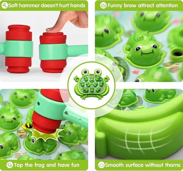 HopeRock Toys for 2 3 4 5 Year Old Boy,Toddler Toys Age 2-4, Whack A Frog Game,with 5 Modes,45 Levels,9 Music Spray and Light-up, Baby Toy Gifts for Early Learning, Birthday Gift for Toddler Boy Toys - Image 3