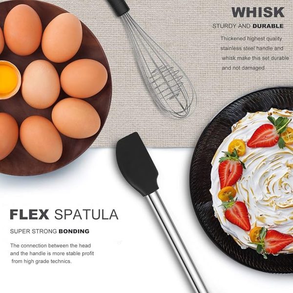Kitchen Utensil Set-Silicone Cooking Utensils-33 Kitchen Gadgets & Spoons for Nonstick Cookware-Silicone and Stainless Steel Spatula Set-Best Kitchen Tools, Useful Pots and Pans Accessories - Image 4