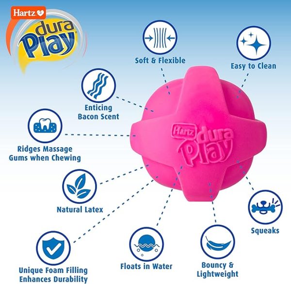 Hartz DuraPlay Ball Squeaky Latex Dog Toy, Medium 3 Pack - Image 4