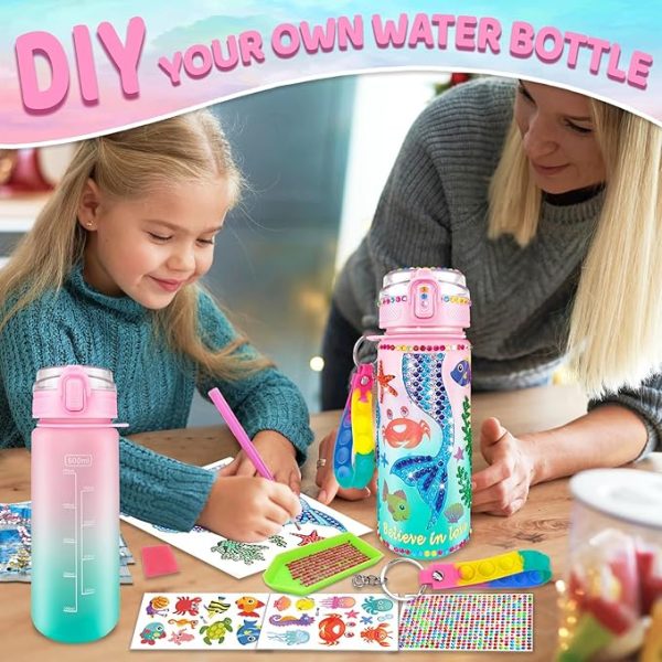 EDsportshouse Decorate Your Own Water Bottle Kits for Girls Age 4-6-8-10,Mermaid Painting Crafts,Fun Arts and Crafts Gifts Toys for Girls Birthday Christmas(Mermaid) - Image 4