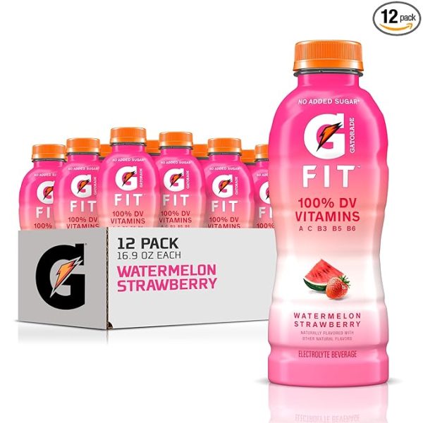 Gatorade Fit Electrolyte Beverage, Healthy Real Hydration, Watermelon Strawberry, 16.9.oz Bottles (12 Pack)