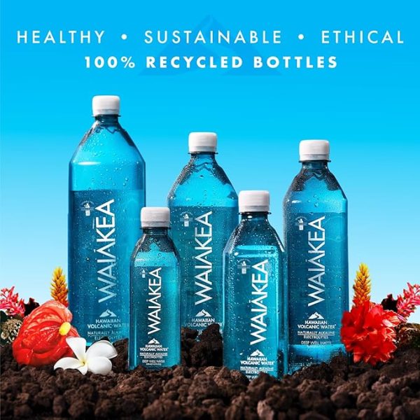 Waiākea - Hawaiian Volcanic Water - Naturally Alkaline Water - pH Range 7.6 to 8.2 - All Natural Minerals & Electrolytes - 100% Recycled Water Bottles - Bottled Water 24 Pack - 16.9 Fl Oz, 500 mL - Image 2
