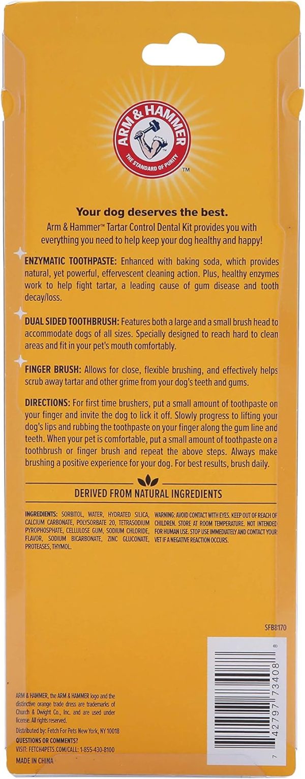 Arm & Hammer for Pets Tartar Control Kit for Dogs | Contains Toothpaste, Toothbrush & Fingerbrush | Reduces Plaque & Tartar Buildup | Safe for Puppies, 3-Piece , Beef Flavor - Image 5