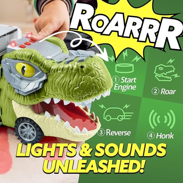 JOYIN 13 in 1 Dinosaur Toys for Kids 3-5, Dinosaur Truck with 12 Pull Back Cars, Dinosaur Cars Set, Birthday Gifts Toys for 3 4 5+ Year Old Boy, Transport Carrier Truck for Toddlers 3-4 Years - Image 4