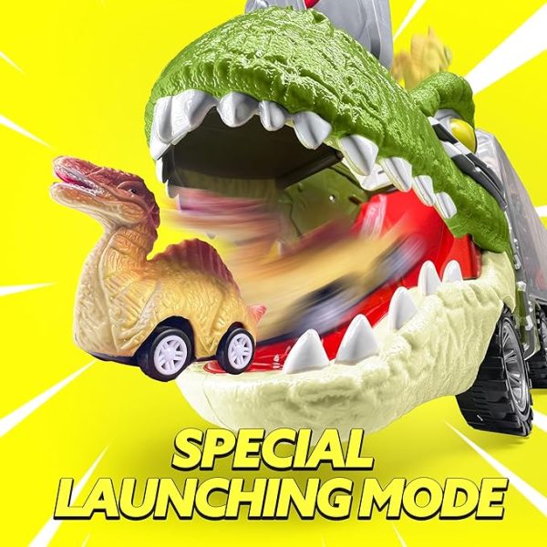 JOYIN 13 in 1 Dinosaur Toys for Kids 3-5, Dinosaur Truck with 12 Pull Back Cars, Dinosaur Cars Set, Birthday Gifts Toys for 3 4 5+ Year Old Boy, Transport Carrier Truck for Toddlers 3-4 Years - Image 3