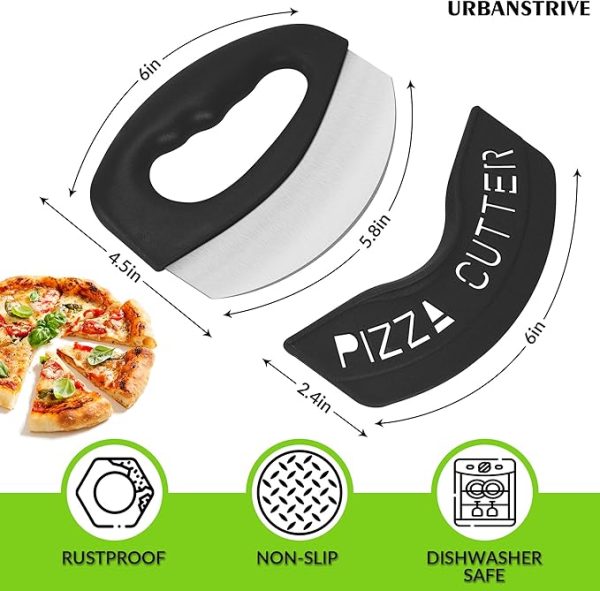 Urbanstrive Heavy Duty Stainless Steel Pizza Cutter with Cover, Super Sharp Blade Pizza Knife Pizza Cutter Rocker, Perfect Kitchen Gadgets for Pizza Cutting Home Essentials, Black - Image 6