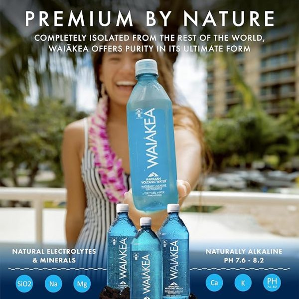 Waiākea - Hawaiian Volcanic Water - Naturally Alkaline Water - pH Range 7.6 to 8.2 - All Natural Minerals & Electrolytes - 100% Recycled Water Bottles - Bottled Water 24 Pack - 16.9 Fl Oz, 500 mL - Image 5