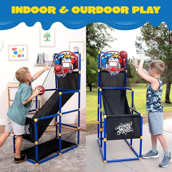 JOYIN Arcade Basketball Game Set with 4 Balls and Hoop for Kids 3 to 12 Years Old Indoor Outdoor Sport Play - Easy Set Up - Air Pump Included - Ideal for Competition - Image 4