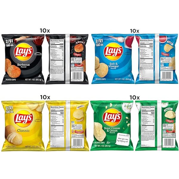 Lay's Potato Chips, 4 Flavor Variety Pack, 1 oz Single Serve Bags, (40 Pack) - Image 5