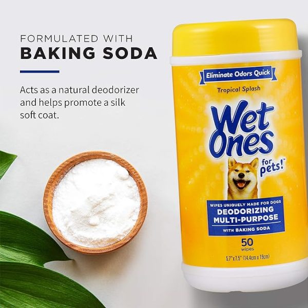 Wet Ones for Pets Deodorizing Multipurpose Pet Wipes, Tropical Splash Scent - Pet Grooming Wipes for In-Between Baths, Pet Cleaning Supplies, Puppy Wipes for Dogs, 50 Count - Image 2