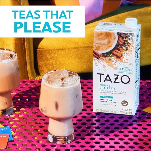 TAZO Skinny Chai Latte Concentrate, Black Tea Concentrate, Easy-to-Serve Chai Tea for Everyday Chai Lattes, Skinny Mocktails and Hot or Iced Tea, 32 oz Tea Mix Carton (Pack of 2) - Image 5