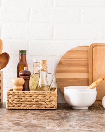 set-various-modern-kitchen-utensils-marble-countertop-against-white-brick-wall-ecofriendly-materials-without-plastic